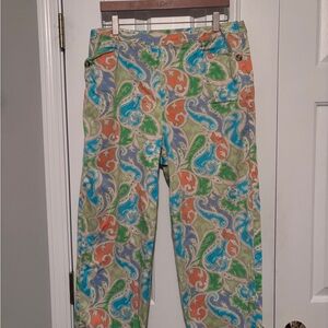 Talbot’s green paisley straight leg cropped pants
